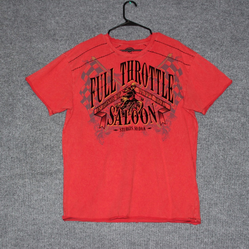Full Throttle‎ Saloon Harley Davidson Style Graphic T Shirt Men's Size L Y2K